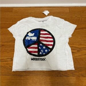 NWT Woodstock Girl’s White Graphic T-Shirt Size Medium